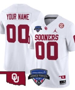 Alternative view of Custom Oklahoma Sooners Jersey 2025 Armed Forces Bowl Patch Vapor Stitched Football
