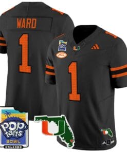 Cam Ward Jersey #1 Miami Hurricanes 2025 PopTarts Bowl Patch Stitched Football