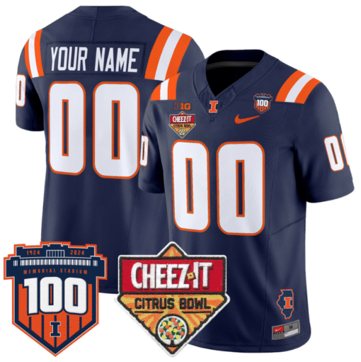 Custom Illinois Fighting Jersey 2025 Cheez-It Citrus Bowl Stitched Football - Image 6