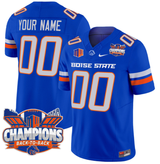 Custom Boise State Broncos Jersey Back To Back Champions Stitched Football - Image 3