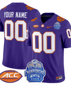 Alternative view of Custom Clemson Tigers Jersey 2024 ACC Championship Patch Stitched Football