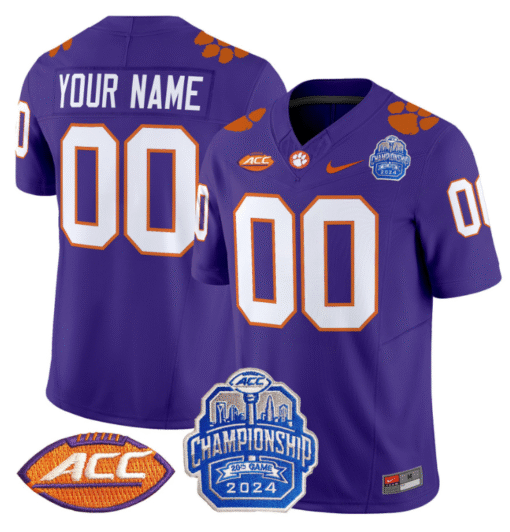 Custom Clemson Tigers Jersey 2024 ACC Championship Patch Stitched Football - Image 2
