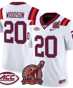 Alternative view of Caleb Woodson Jersey #20 Virginia Tech Hokies Coach Frank Beamer Stitched Football