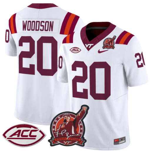 Caleb Woodson Jersey #20 Virginia Tech Hokies Coach Frank Beamer Stitched Football - Image 2