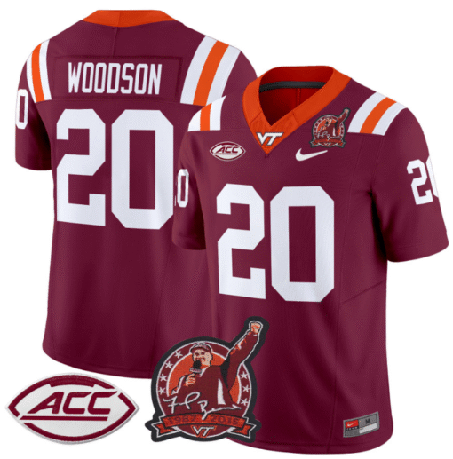 Caleb Woodson Jersey #20 Virginia Tech Hokies Coach Frank Beamer Stitched Football - Image 5