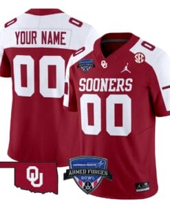 Custom Oklahoma Sooners Jersey 2025 Armed Forces Bowl Patch Vapor Stitched Football
