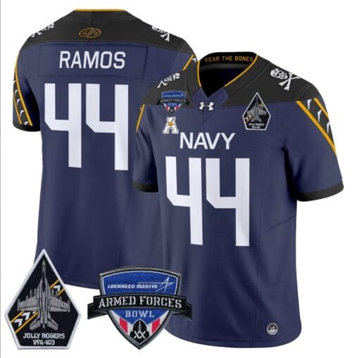 Colin Ramos Jersey #44 Navy Midshipmen 2025 Armed Forces Bowl Patch Stitched Football - Image 3