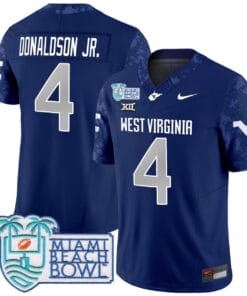 Alternative view of CJ Donaldson Jr Jersey #4 West Virginia Mountaineers 2025 Miami Beach Bowl Stitched Football