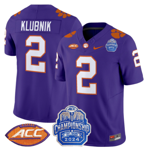 Cade Klubnik Jersey #2 Clemson Tigers 2024 ACC Championship Patch Stitched Football - Image 3