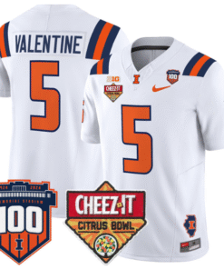 Alternative view of Ca'Lil Valentine Jersey #5 Illinois Fighting 2025 Cheez-It Citrus Bowl Stitched Football