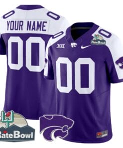 Alternative view of Custom Kansas State Wildcats Jersey 2025 Rate Bowl Patch Stitched Football