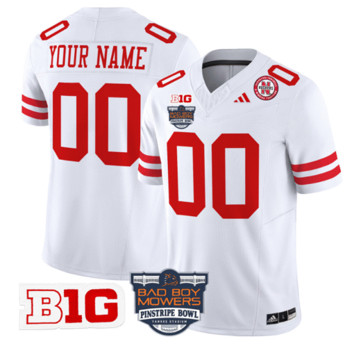 Custom Nebraska Cornhuskers Jersey 2025 Pinstripe Bowl Patch Stitched Football - Image 3