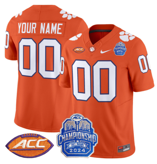 Custom Clemson Tigers Jersey 2024 ACC Championship Patch Stitched Football - Image 3