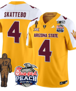 Cam Skattebo Jersey #4 Sun Devils Pat Tillman & Peach Bowl Patch 2025 Stitched Football