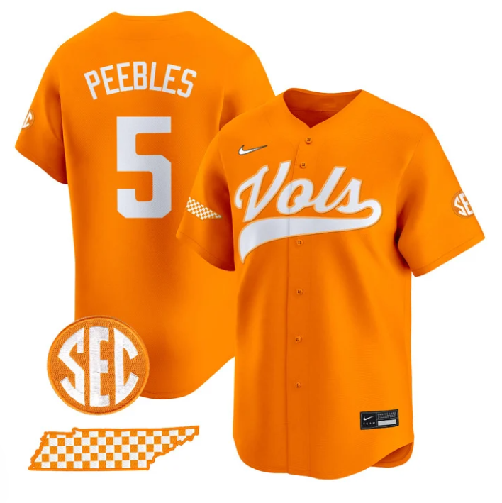 Cannon Peebles Jersey #5 Tennessee Vols 2025 Premier Limited Stitched Baseball 1 Cannon Peebles Jersey #5 Tennessee Vols 2025 Premier Limited Stitched Baseball
