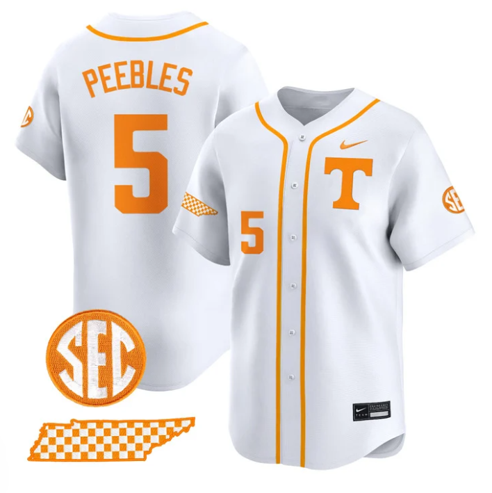 Cannon Peebles Jersey #5 Tennessee Vols 2025 Premier Limited Stitched Baseball 2 Cannon Peebles Jersey #5 Tennessee Vols 2025 Premier Limited Stitched Baseball - Image 2
