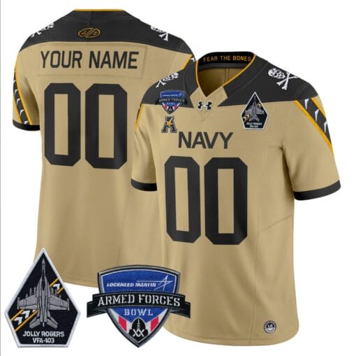 Custom Navy Midshipmen Jersey 2025 Armed Forces Bowl Patch Stitched Football - Image 5