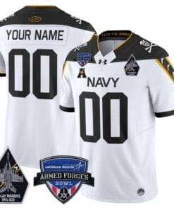 Alternative view of Custom Navy Midshipmen Jersey 2025 Armed Forces Bowl Patch Stitched Football