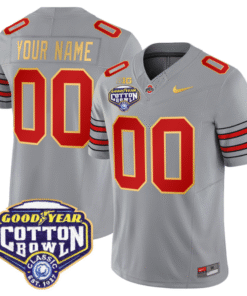 Alternative view of Custom Ohio State Jersey 'Heritage Stripe' Cotton Bowl Patch Stitched Football