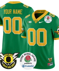 Custom Oregon Ducks Jersey 2025 Rose Bowl Vapor Football Stitched Green