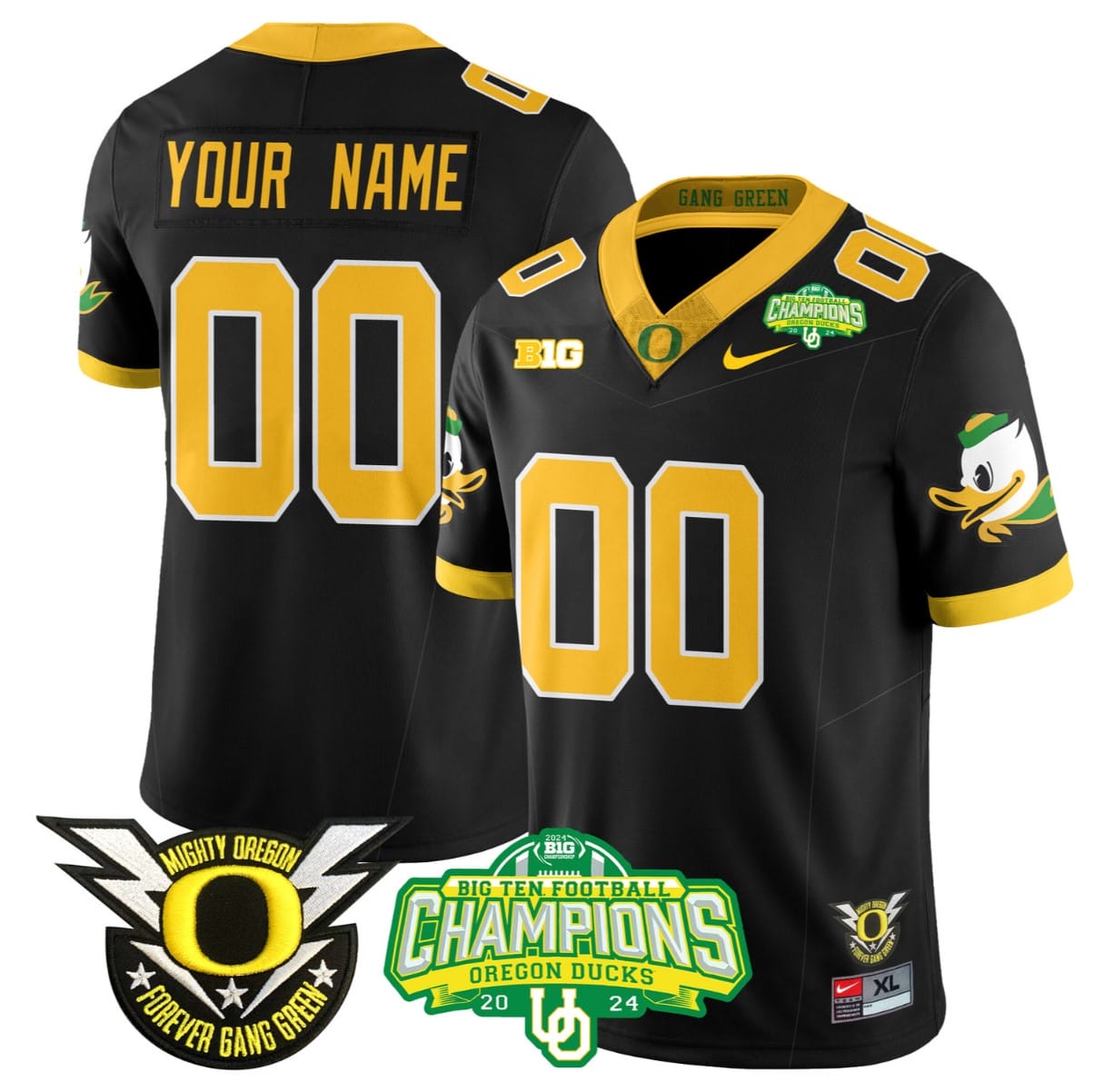 Custom Oregon Ducks Jersey Name, Number 2024 Big Ten Champions Stitched Football 1 Custom Oregon Ducks Jersey Name, Number 2024 Big Ten Champions Stitched Football