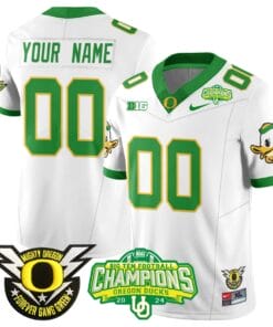 Custom Oregon Ducks Jersey Name, Number 2024 Big Ten Champions Stitched Football 10 Custom Oregon Ducks Jersey Name Number 2024 Big Ten Champions N1 White