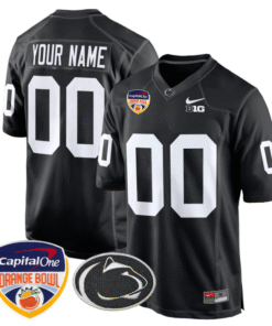Custom Penn State Jersey Name Number Orange Bowl Patch Football Black