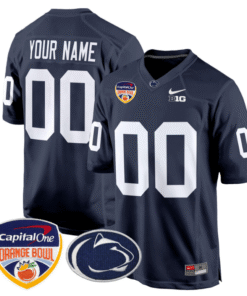 Custom Penn State Jersey Name Number Orange Bowl Patch Football Navy