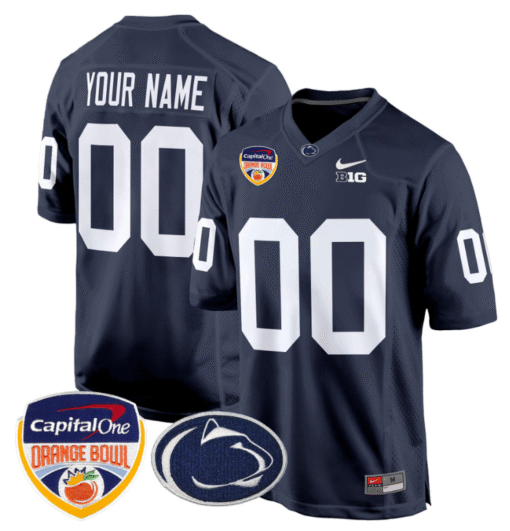 Custom Penn State Jersey Name, Number Orange Bowl Patch Stitched Football - Image 3