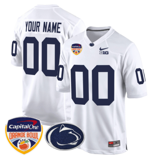 Custom Penn State Jersey Name, Number Orange Bowl Patch Stitched Football - Image 2