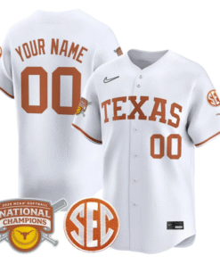 Alternative view of Custom Texas Longhorns Jersey 2025 National Champions Stitched Baseball