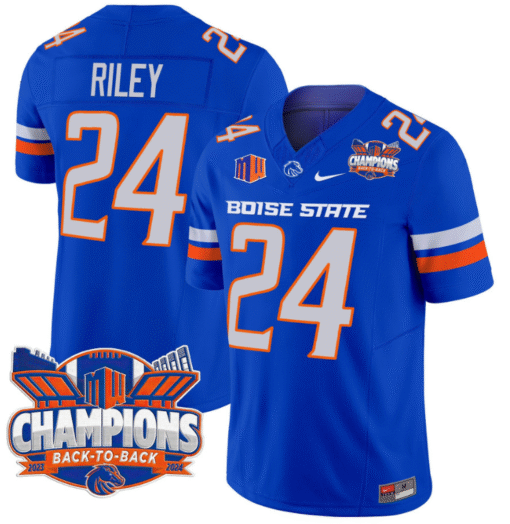 Dylan Riley Jersey #24 Boise State Broncos Back To Back Champions Stitched Football - Image 3