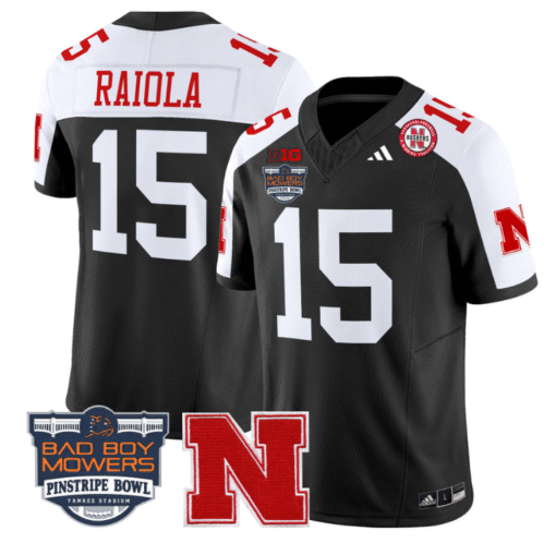 Dylan Raiola Jersey #15 Nebraska Cornhuskers 2025 Pinstripe Bowl Stitched Football