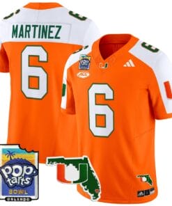Alternative view of Damien Martinez Jersey #6 Miami Hurricanes 2025 PopTarts Bowl Patch Stitched Football