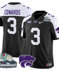 Dylan Edwards Jersey #3 Kansas State Wildcats 2025 Rate Bowl Patch Stitched Football