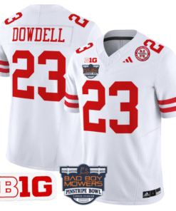 Alternative view of Dante Dowdell Jersey #23 Nebraska Cornhuskers 2025 Pinstripe Bowl Stitched Football