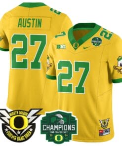 Alternative view of Daylen Austin Jersey #27 Oregon Ducks 2024 Big Ten Champions Stitched Football