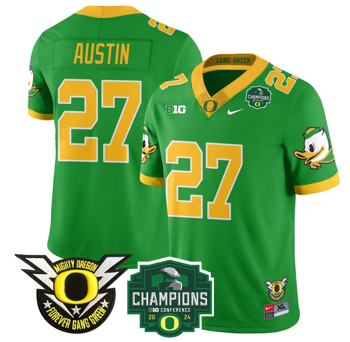 Daylen Austin Jersey #27 Oregon Ducks 2024 Big Ten Champions Stitched Football 4 Daylen Austin Jersey #27 Oregon Ducks 2024 Big Ten Champions Stitched Football - Image 4