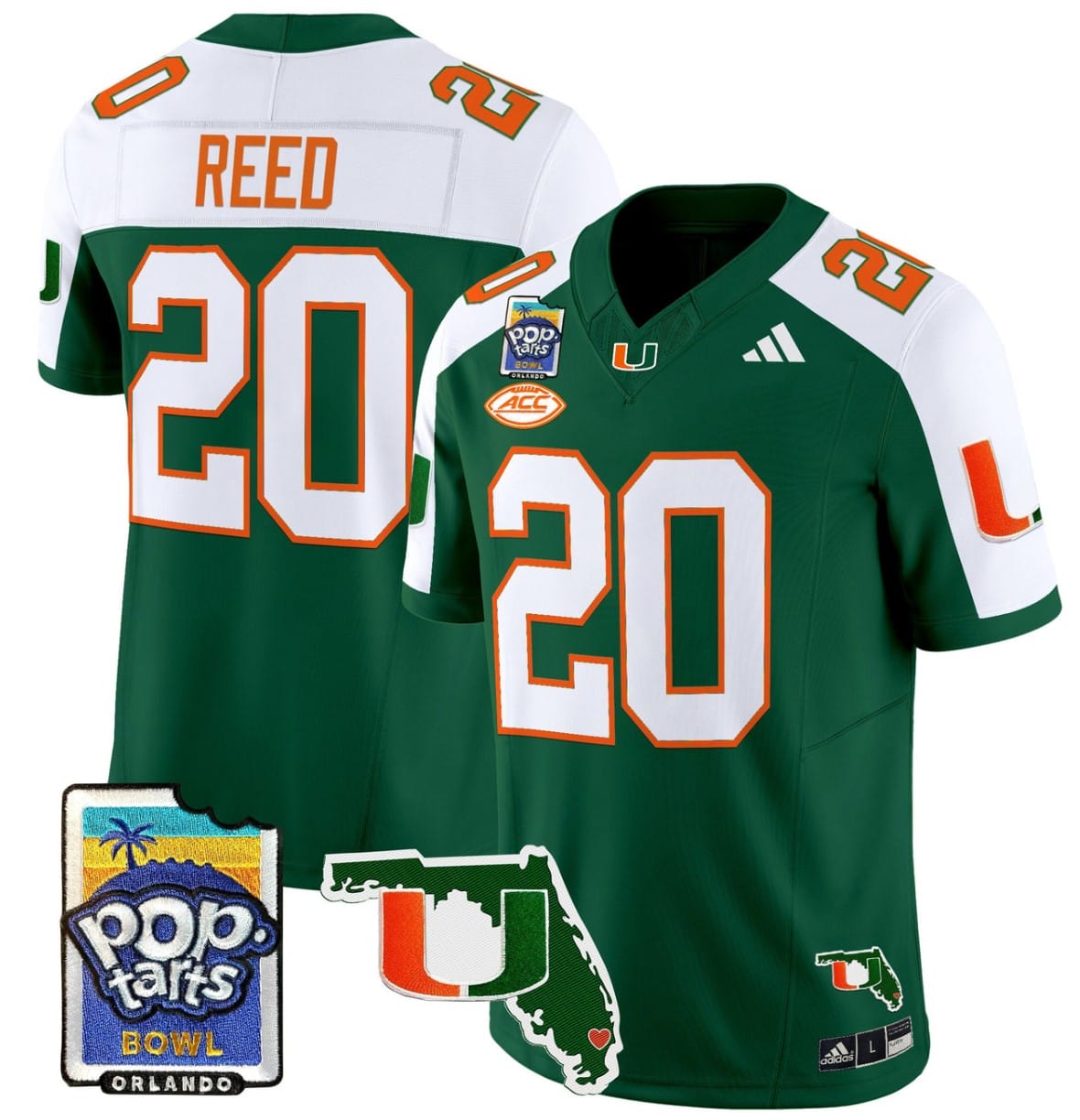 Ed Reed Jersey #20 Miami Hurricanes 2025 PopTarts Bowl Patch Stitched Football 6 Ed Reed Jersey #20 Miami Hurricanes 2025 PopTarts Bowl Patch Stitched Football - Image 6