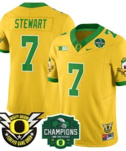 Alternative view of Evan Stewart Jersey #7 Oregon Ducks 2024 Big Ten Champions Stitched Football