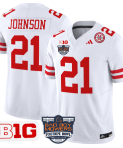 Alternative view of Emmett Johnson Jersey #21 Nebraska Cornhuskers 2025 Pinstripe Bowl Stitched Football