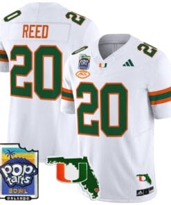 Alternative view of Ed Reed Jersey #20 Miami Hurricanes 2025 PopTarts Bowl Patch Stitched Football