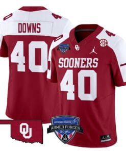 Ethan Downs Jersey #40 Oklahoma Sooners 2025 Armed Forces Bowl Patch Stitched Football