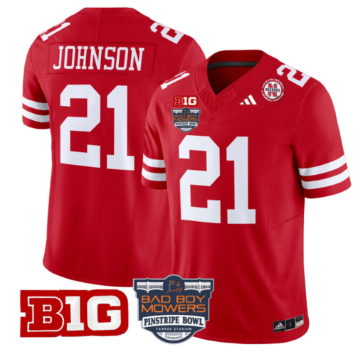 Emmett Johnson Jersey #21 Nebraska Cornhuskers 2025 Pinstripe Bowl Stitched Football - Image 3