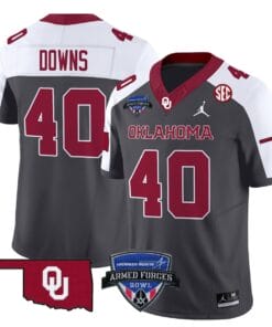 Alternative view of Ethan Downs Jersey #40 Oklahoma Sooners 2025 Armed Forces Bowl Patch Stitched Football