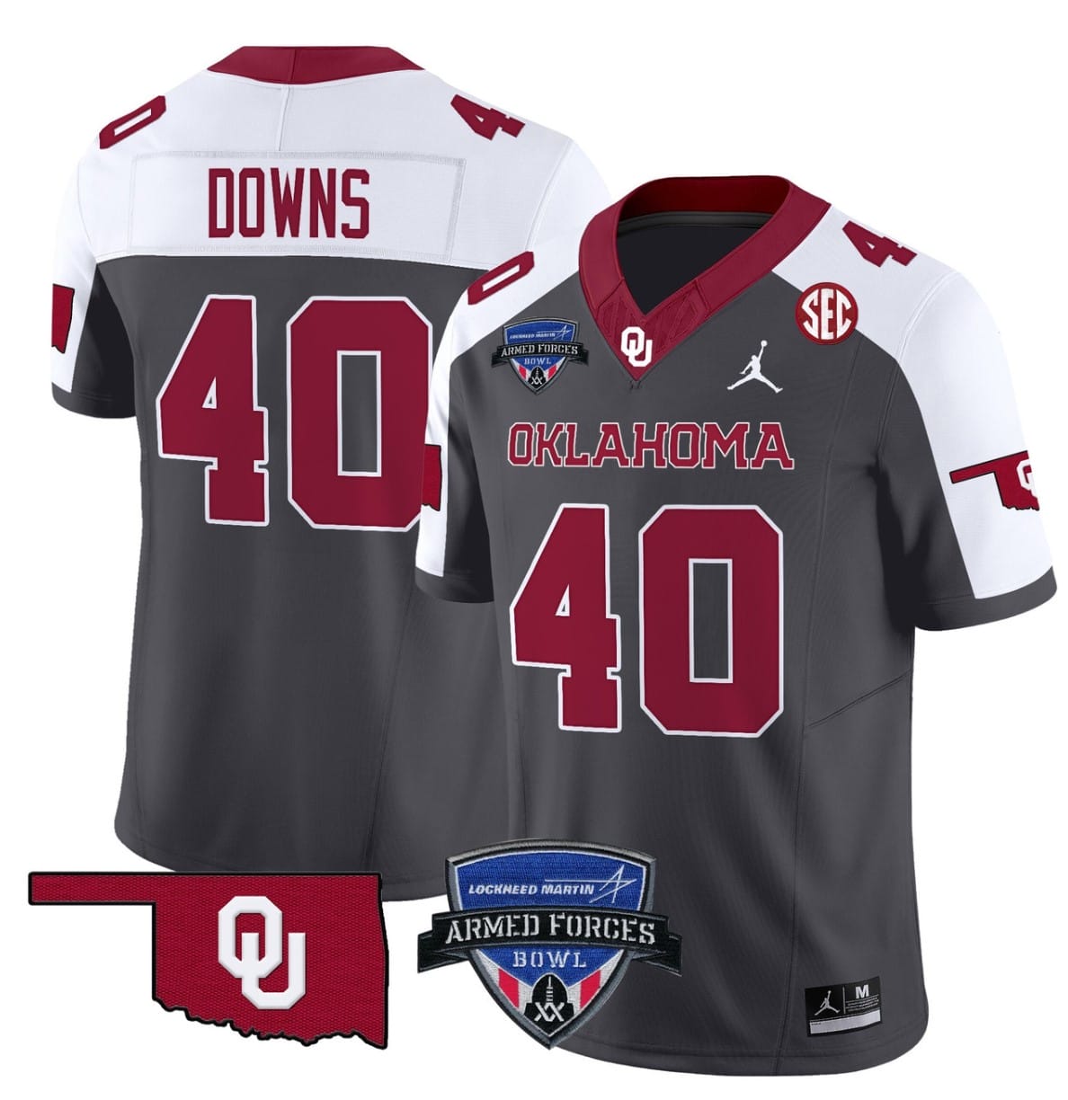 Ethan Downs Jersey #40 Oklahoma Sooners 2025 Armed Forces Bowl Patch Stitched Football 2 Ethan Downs Jersey #40 Oklahoma Sooners 2025 Armed Forces Bowl Patch Stitched Football - Image 2