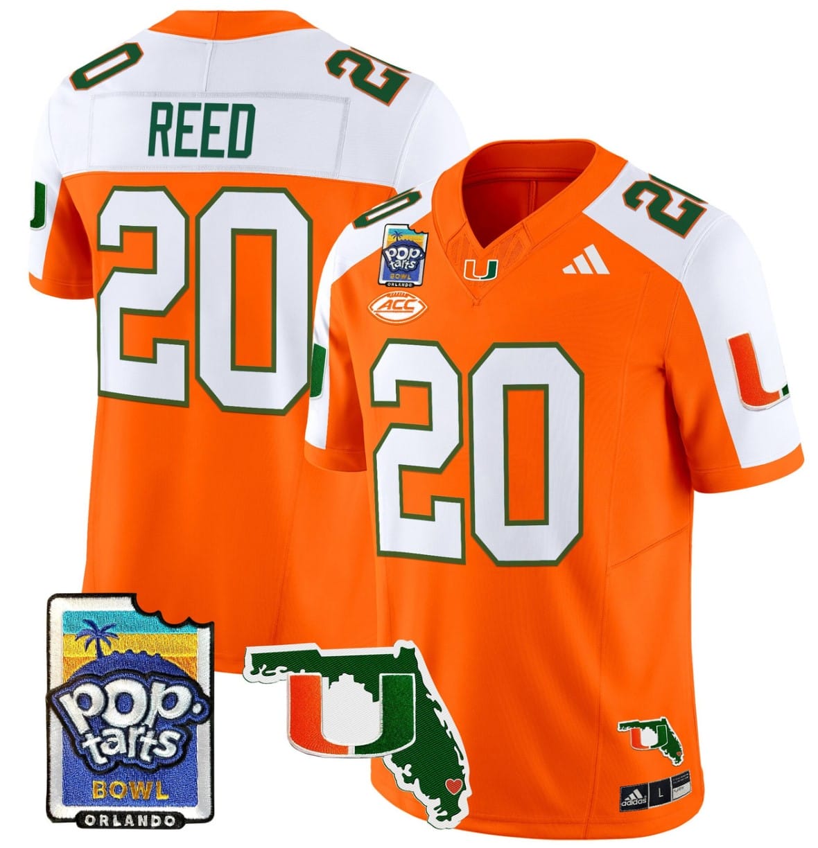 Ed Reed Jersey #20 Miami Hurricanes 2025 PopTarts Bowl Patch Stitched Football 4 Ed Reed Jersey #20 Miami Hurricanes 2025 PopTarts Bowl Patch Stitched Football - Image 4