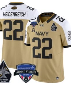 Eli Heidenreich Jersey #22 Navy Midshipmen 2025 Armed Forces Bowl Patch Stitched Football