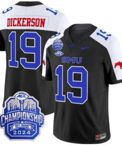 Eric Dickerson Jersey #19 SMU Mustangs 2024 ACC Championship Patch Stitched Football