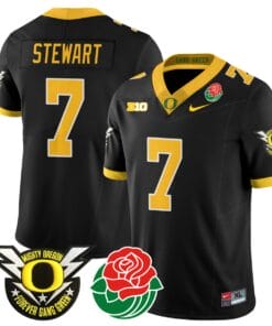 Evan Stewart Jersey #7 Oregon Ducks 2024 Mighty Rose Bowl Patch Stitched Football